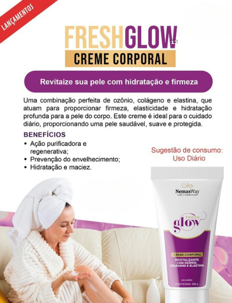 Fresh Glow: Limpa profundamente a pele sem ressecar, removendo impurezas e excesso de oleosidade que podem obstruir os poros e causar acne. Ele também prepara a pele para receber outros tratamentos.